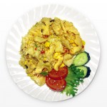 Kanaa ja paistettua riisiä